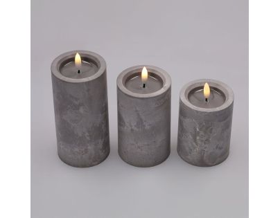 Solight Sada LED svíček s časovačem, 3x svíčka, 10,13,15cm, šedá, 2xAA