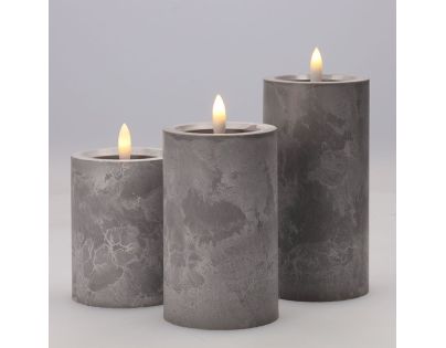 Solight Sada LED svíček s časovačem, 3x svíčka, 10,13,15cm, šedá, 2xAA
