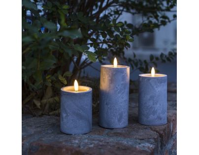 Solight Sada LED svíček s časovačem, 3x svíčka, 10,13,15cm, šedá, 2xAA