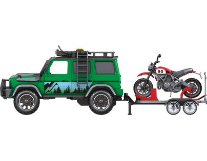 Sparkys 1:14 - Vozidlo lesní stráže s přívěsem a motorkou (se zvukem a světly)