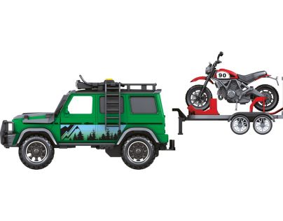 Sparkys 1:14 - Vozidlo lesní stráže s přívěsem a motorkou (se zvukem a světly)