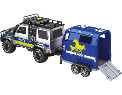 Sparkys CITY SERVICE CAR - 1:14 - Policejní auto s přívěsem a koněm (se zvukem a světly)