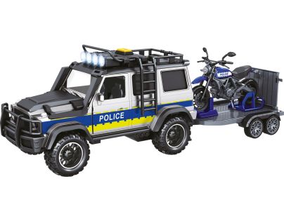 Sparkys CITY SERVICE CAR - 1:14 - Policejní auto s přívěsem a motorkou (se zvukem a světly)