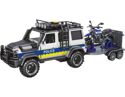 Sparkys CITY SERVICE CAR - 1:14 - Policejní auto s přívěsem a motorkou (se zvukem a světly)