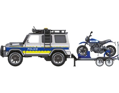 Sparkys CITY SERVICE CAR - 1:14 - Policejní auto s přívěsem a motorkou (se zvukem a světly)