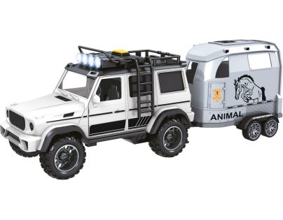 Sparkys CITY SERVICE CAR - 1:14 - Terénní vozidlo s přívěsem a koněm (se zvukem a světly)