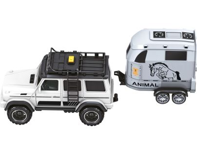 Sparkys CITY SERVICE CAR - 1:14 - Terénní vozidlo s přívěsem a koněm (se zvukem a světly)