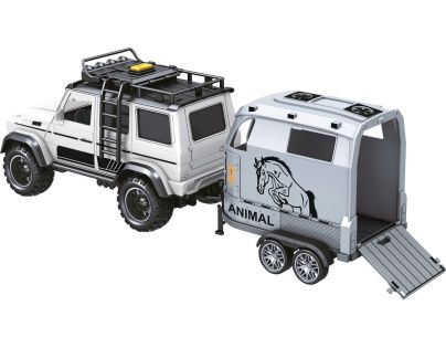Sparkys CITY SERVICE CAR - 1:14 - Terénní vozidlo s přívěsem a koněm (se zvukem a světly)