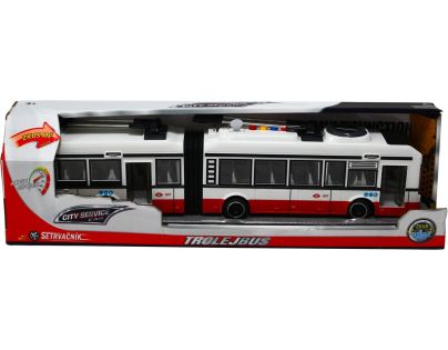 Sparkys CITY SERVICE CAR - 1:16 Kloubový trolejbus - červený na setrvačník se zvuky
