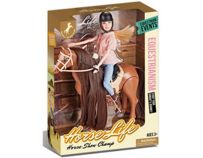 Sparkys Jezdecký hnědý kůň na baterie se zvuky + jezdkyně