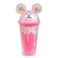 Sparkys Kelímek s víčkem a brčkem Medvídek 480ml růžový