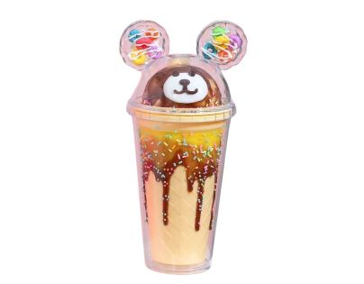 Sparkys Kelímek s víčkem a brčkem Medvídek 480ml béžový