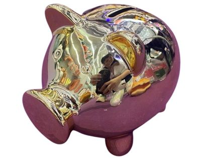 Sparkys Keramická pokladnička Prasátko pozlacené