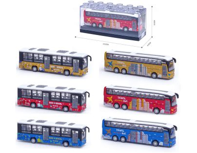 Sparkys Kovový model školního autobusu s otevíracími dveřmi 1:64 dálkový autobus modrý