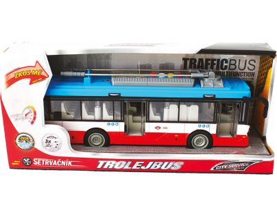 Sparkys Městský trolejbus na setrvačník s osvětlením a zvukem - červený