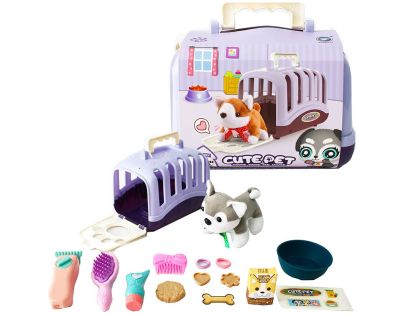 Sparkys Plyšový mazlíček v přepravce - sada 15 ks fialová