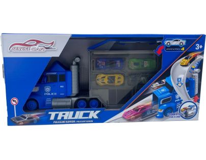 Sparkys Policejní kamion se 4 auty a dopravními značkami