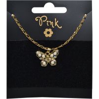 Sparkys Pozlacený řetízek s přívěskem MOTÝL s PERLY