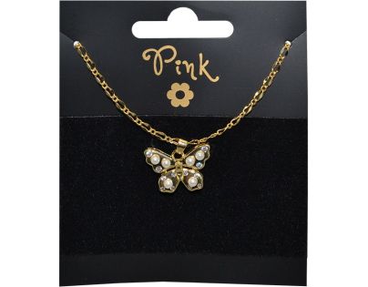 Sparkys Pozlacený řetízek s přívěskem MOTÝL s PERLY