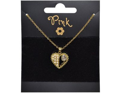 Sparkys Pozlacený řetízek s přívěskem SRDCE LÁSKA s PERLY