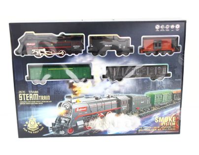 Sparkys SET Elektrická vláčkodráha - Parní lokomotiva s kouřem, světlem a zvukem na baterie 68 ks