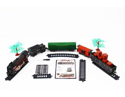 Sparkys SET Elektrická vláčkodráha - Parní lokomotiva s kouřem, světlem a zvukem na baterie 68 ks