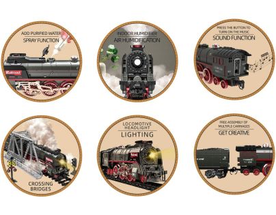 Sparkys SET Elektrická vláčkodráha - Parní lokomotiva s kouřem, světlem a zvukem na baterie