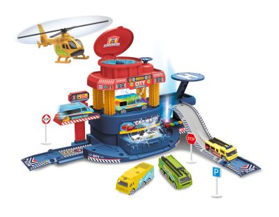Sparkys Velký SET garáž 32 ks s autem měnící barvu a letadlem