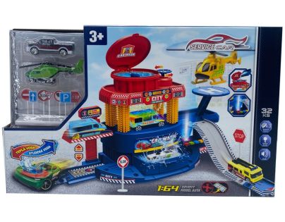Sparkys Velký SET garáž 32 ks s autem měnící barvu a letadlem