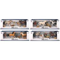 Sparkys Zvířátka z farmy - Set koní s hříbátkem a krmením 4 druhy