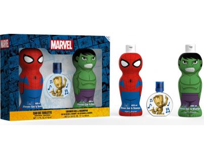 Spiderman a Hulk set sprchových gelů a šamponů 400 ml a toaletní voda Grooth 50 ml