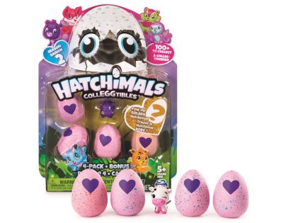 Spin Master Hatchimals sběratelská zvířátka ve vajíčku čtyřbalení s bonusem S2 Růžový dráček