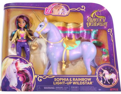 Spin Master Jednorožčí akademie světelný jednorožec Wildstar 28 cm s Panenkou Sophia 24 cm
