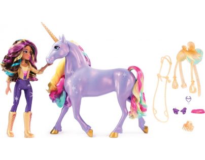 Spin Master Jednorožčí akademie světelný jednorožec Wildstar 28 cm s Panenkou Sophia 24 cm
