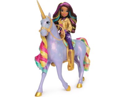 Spin Master Jednorožčí akademie světelný jednorožec Wildstar 28 cm s Panenkou Sophia 24 cm
