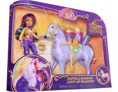 Spin Master Jednorožčí akademie světelný jednorožec Wildstar 28 cm s Panenkou Sophia 24 cm