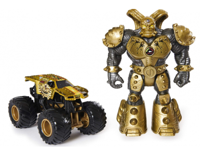 Spin Master Monster Jam kovové auto s figurkou Max-D a Maximus zlatý