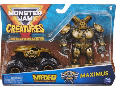 Spin Master Monster Jam kovové auto s figurkou Max-D a Maximus zlatý