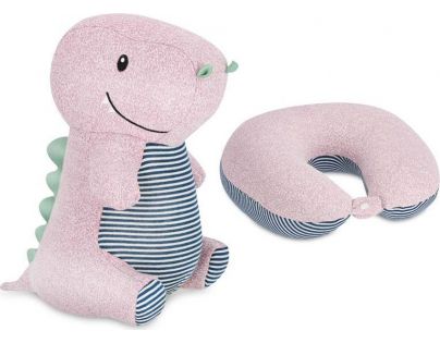 Spokey Cuddly Dětský cestovní polštářek a plyšová hračka 2 v 1 Hrošík 30 cm