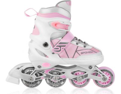 Spokey Keres Kolečkové brusle bílorůžové ABEC7 Carbon vel. 34-37