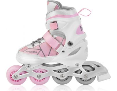 Spokey Keres Kolečkové brusle bílorůžové ABEC7 Carbon vel. 34-37