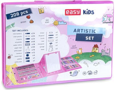 Spokey Kreativní výtvarná sada II 208 ks včetně plastového stojanu růžová - Poškozený obal