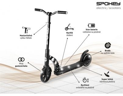 Spokey Mobius Elektrická koloběžka černá kolečka 8' do 100 kg nožní ovládání - Poškozený obal