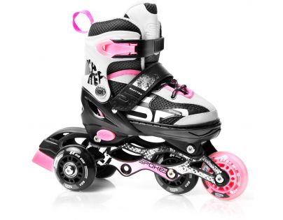 Spokey Quattro 4 v 1 Brusle černorůžové regulovatelné vel. 30 - 33