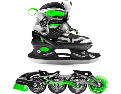 Spokey Quattro 4 v 1 Brusle černozelené regulovatelné vel. 30-33