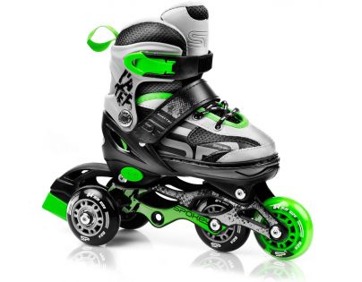 Spokey Quattro 4 v 1 Brusle černozelené regulovatelné vel. 30-33