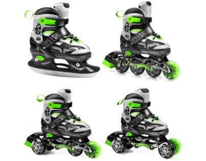 Spokey Quattro 4 v 1 Brusle černozelené regulovatelné vel. 34-37