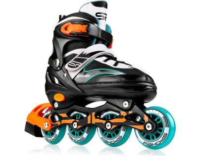 Spokey Tony Kolečkové brusle černotyrkysové ABEC7 Carbon vel. 29-33