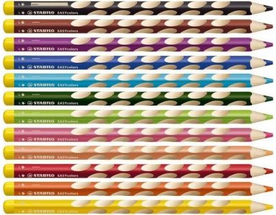 Ergonomické pastelky pro leváky STABILO EASYcolors 12 ks sada s ořezávátkem