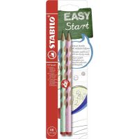 Ergonomická grafitová tužka pro praváky STABILO EASYgraph pastelová zelená a růžová 2 ks HB